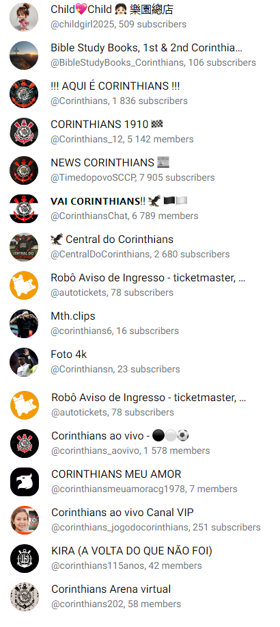 Grupos Corinthians Telegram Link