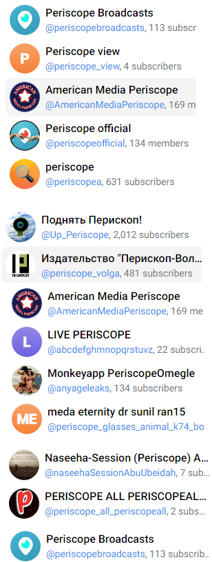 Grupos Periscope Telegram Link
